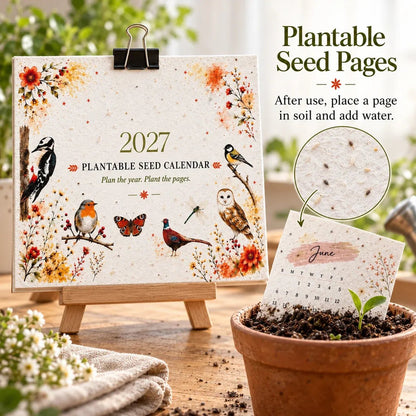 2027 Plantable Seed Calendar – Nature-Inspired Monthly Calendar with Seed Paper Pages