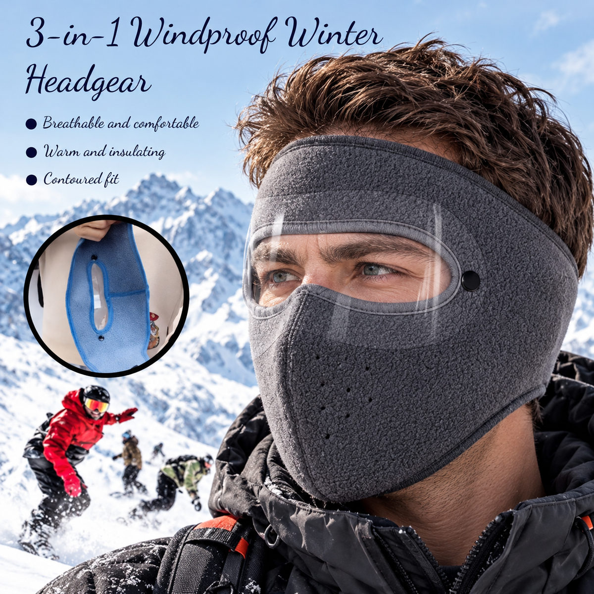 Winter Thermal Face Mask with Detachable Goggles