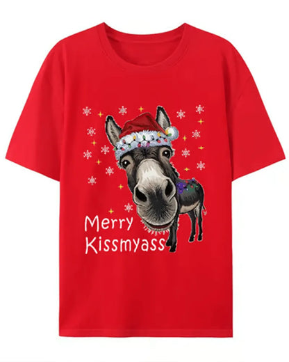 Unisex Christmas Funny Print Short Sleeve T-Shirt