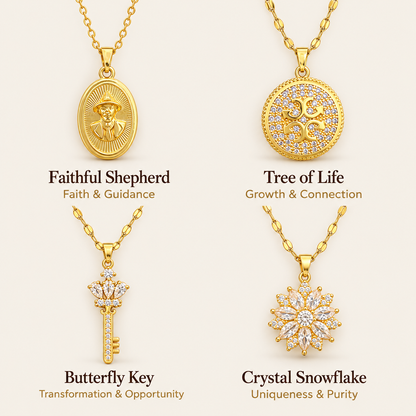14K Gold-Plated Meaningful Charm Necklace with CZ Accents