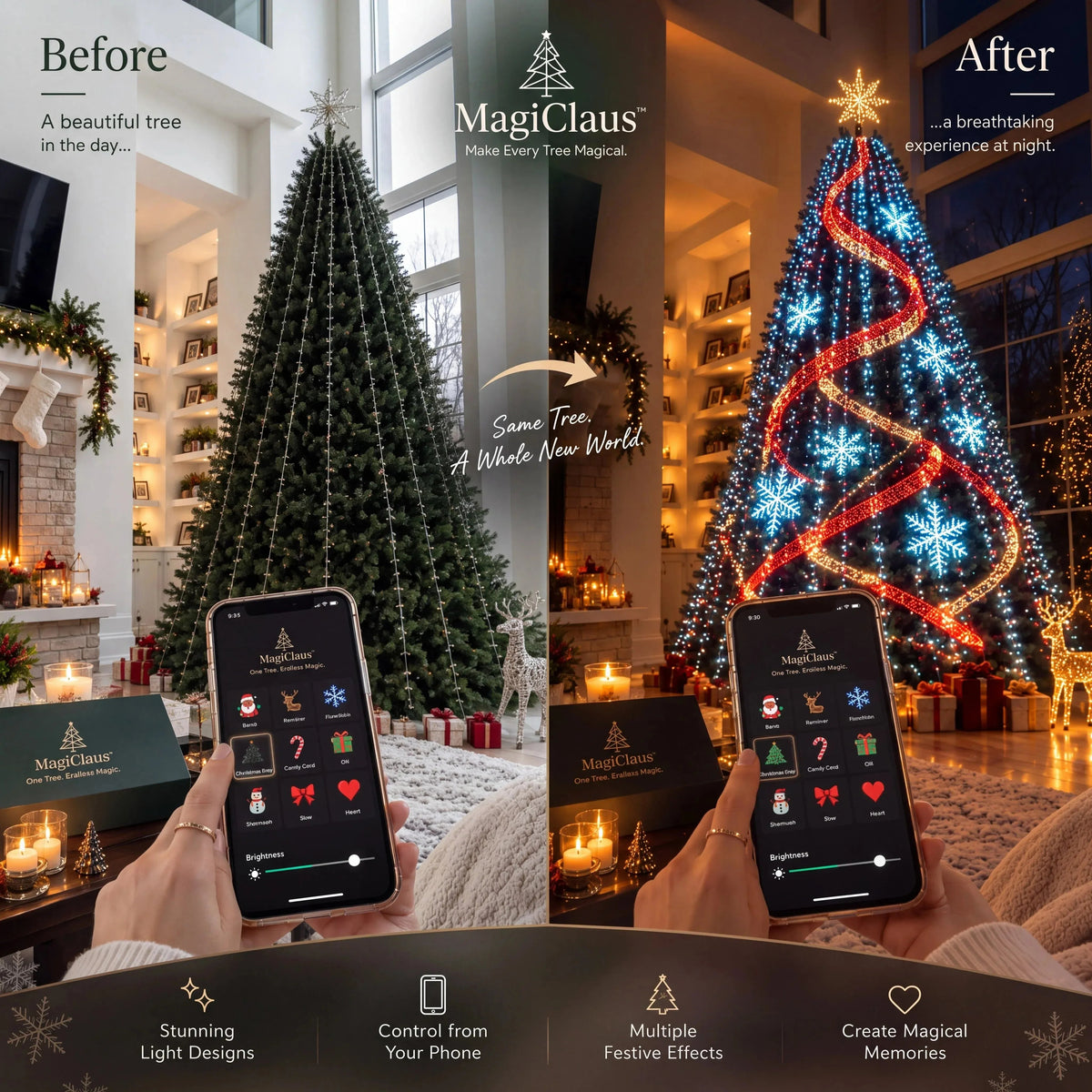 🔥SALE 🎄Smart Animated Christmas Tree Lights – App-Controlled LED Effects
