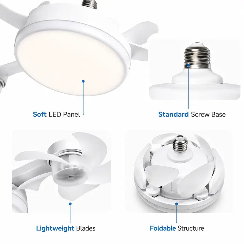 Foldable LED Ceiling Fan Light with Remote
