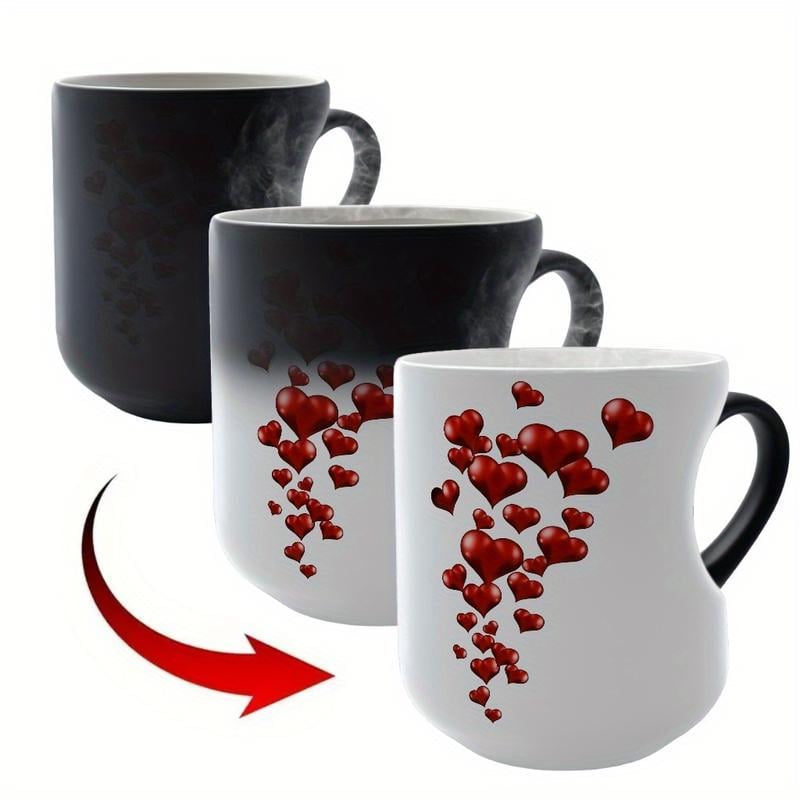 Heart-Shaped Color Changing Ceramic Mug