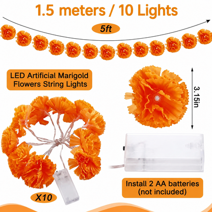 Day of the Dead Marigold LED String Lights-1.5M/3M