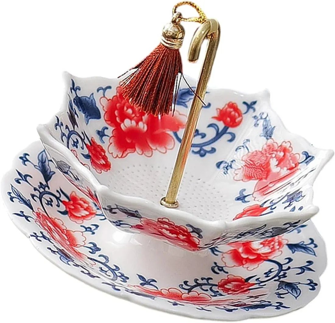 Blue-and-White Umbrella Tea Strainer & Filter Set