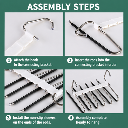 6-Tier Space Saving Pants Hanger with Pull-Out Stainless Steel Rods