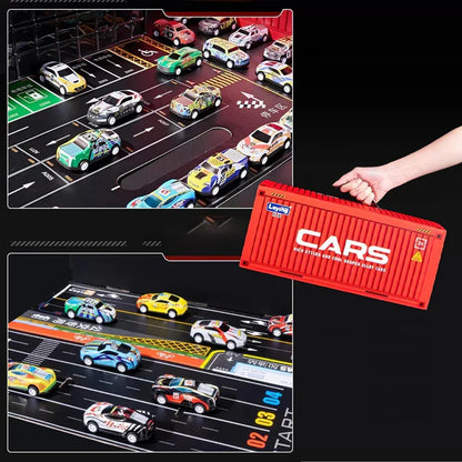48 Mini Pull Back Cars with Built In Garage Set