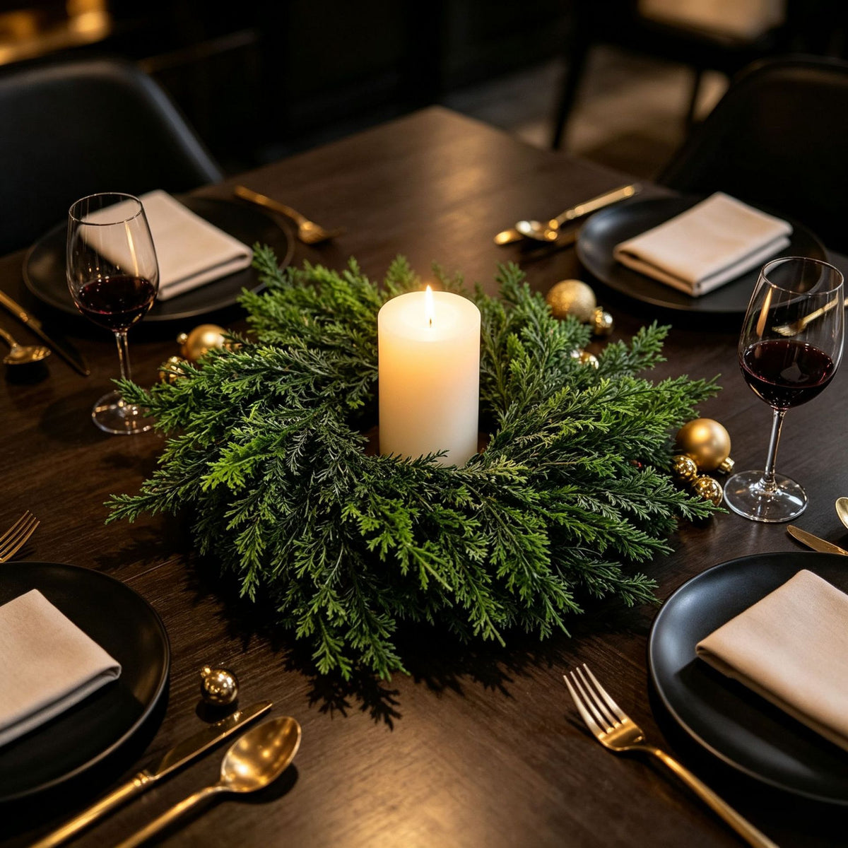 Draping Juniper Candle Ring | Large