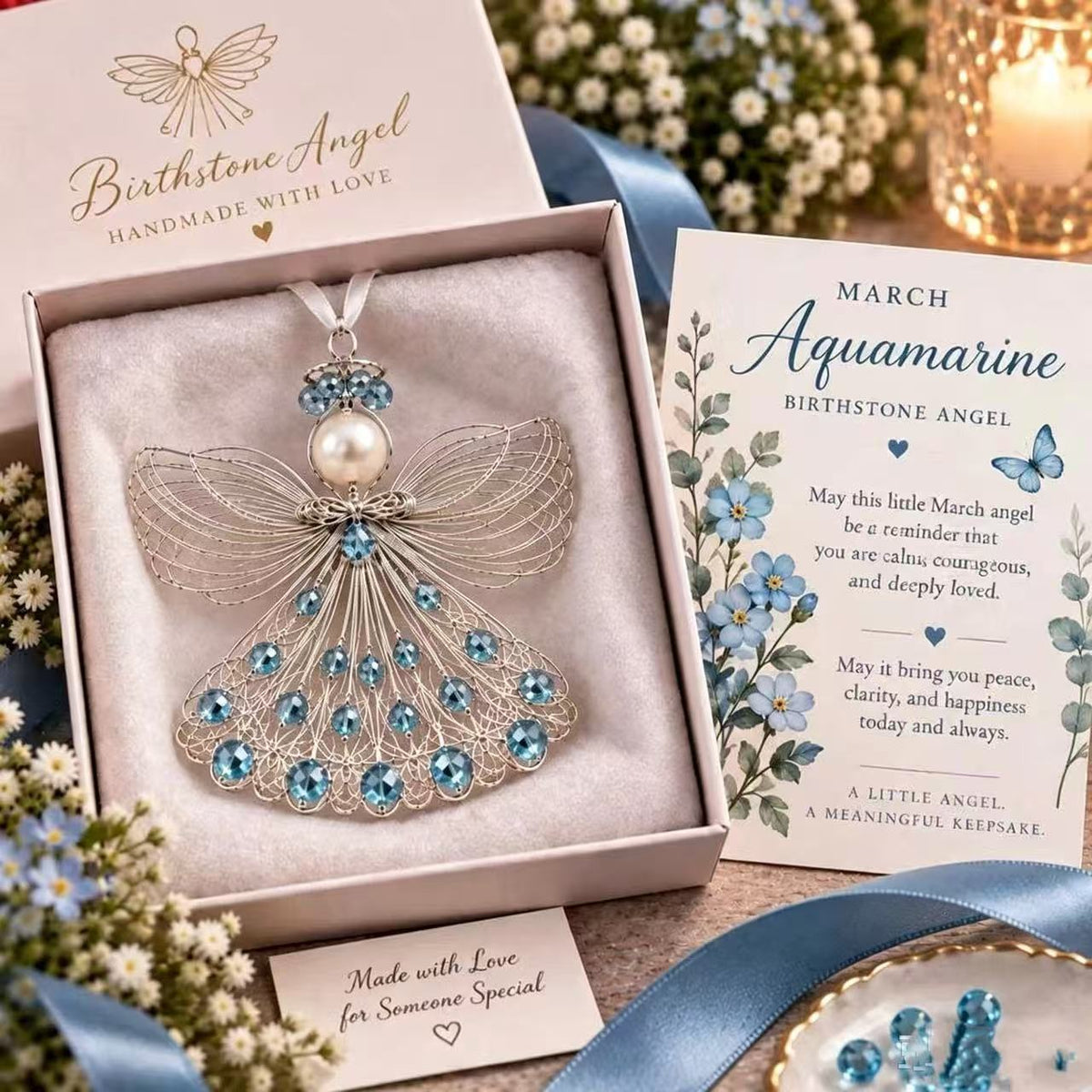 ⏳ 49% Off – 👼handmade Birthstone Angel Wire Ornament |12 Meaningful Birthstone Colors With Keepsake Card ✨