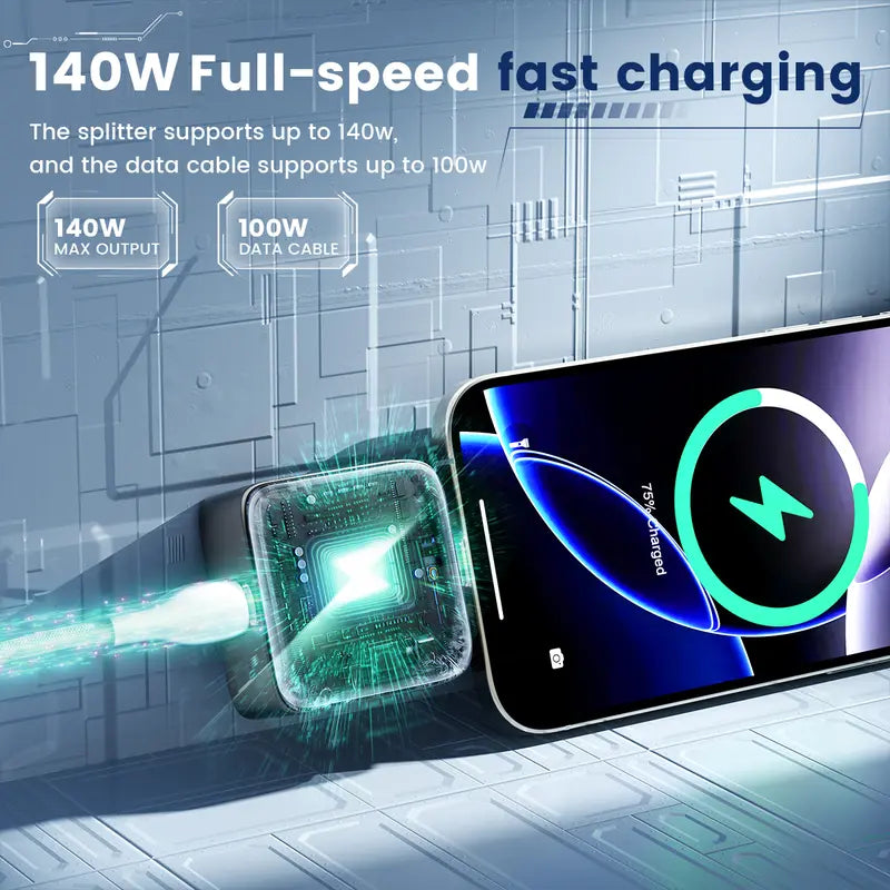 140W USB-C Auto-Disconnect Power Bank with Overcharge Protection