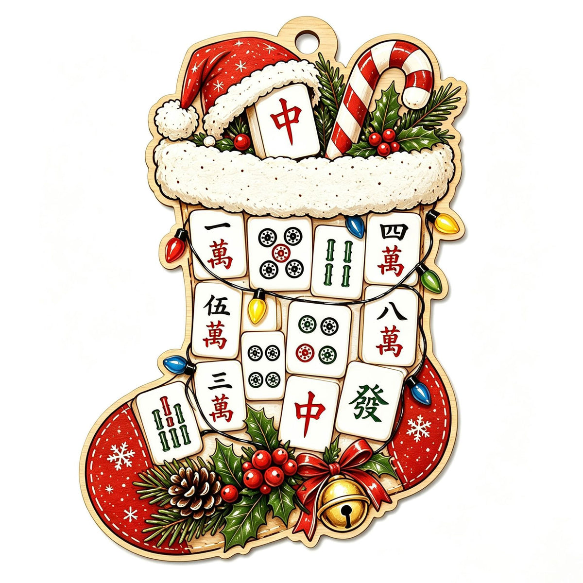 Personalized Mahjong Tiles Christmas Tree Shaped Acrylic Ornament