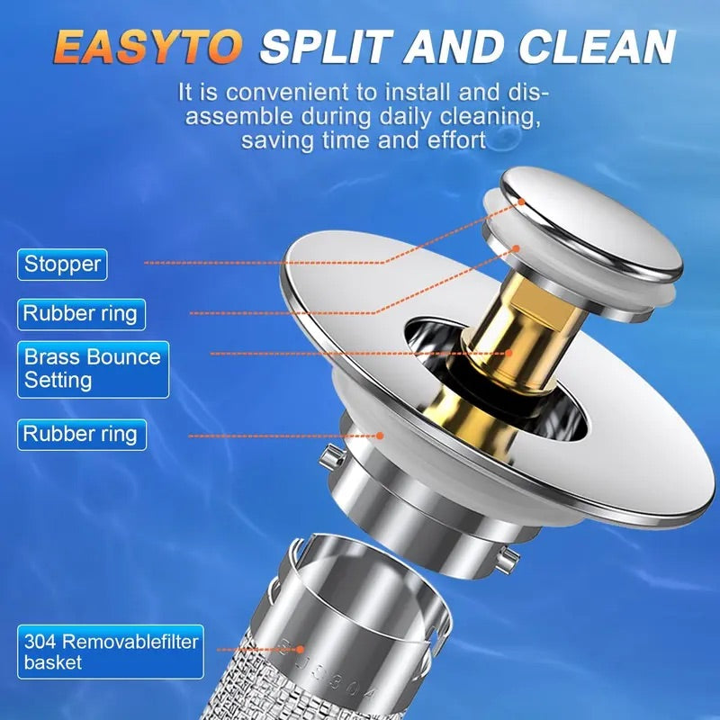 Stainless Steel Anti-Odor Bathroom Sink Stopper