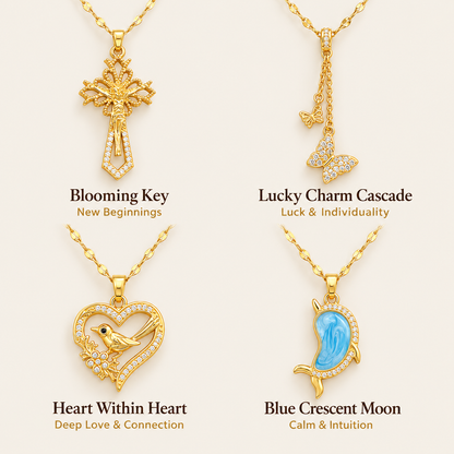 14K Gold-Plated Meaningful Charm Necklace with CZ Accents