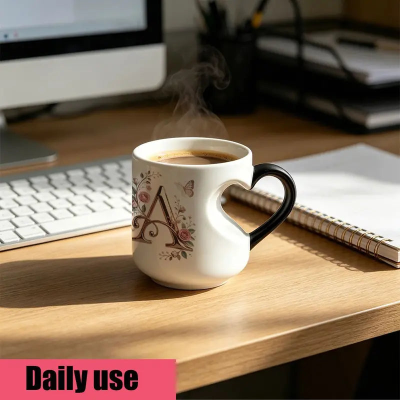 Rose Gold Floral Initial Color-Changing Magic Mug