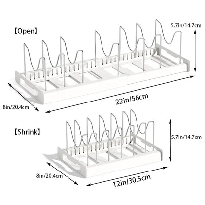 Adjustable 7-Slot Pot Lid & Bakeware Organizer Rack