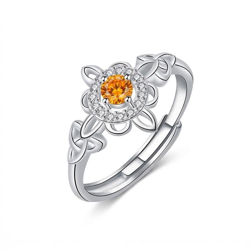 Celtic Floral Birthstone Ring