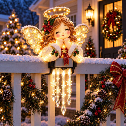 🎄 Christmas Character Railing Lights — Warm LED Icicle Glow For Magical Holiday Porch Decor🔔