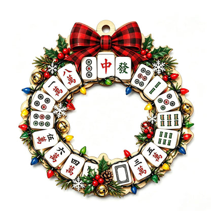 Personalized Mahjong Tiles Christmas Tree Shaped Acrylic Ornament