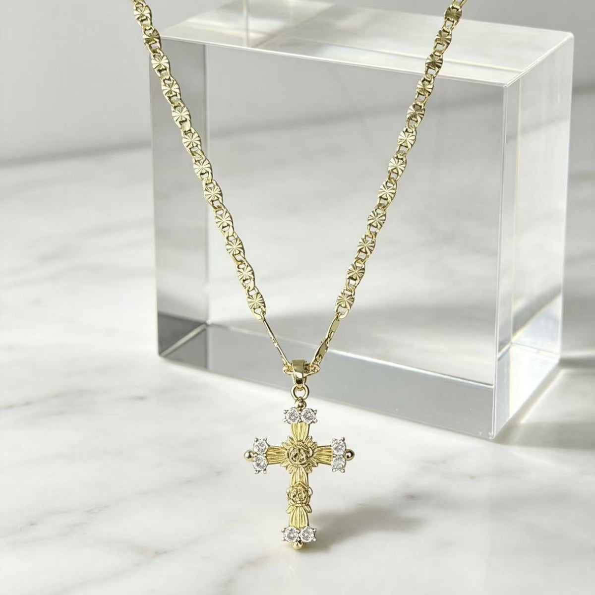 50% OFF💥Tri-Tone Guardian Angel Pendant Necklace