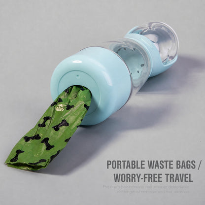 3-in-1 Leak-Proof Pet Travel Water Bottle with Food & Poop Bag Storage