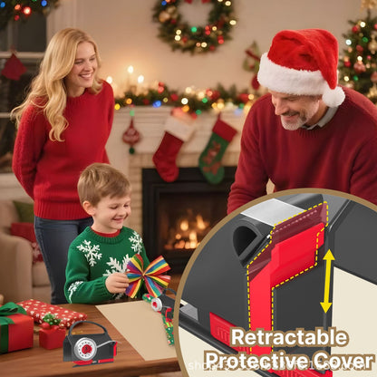 2-in-1 Wrapping Paper Cutter & Tape Dispenser with 4 Tape Rolls & 2 Spare Blades