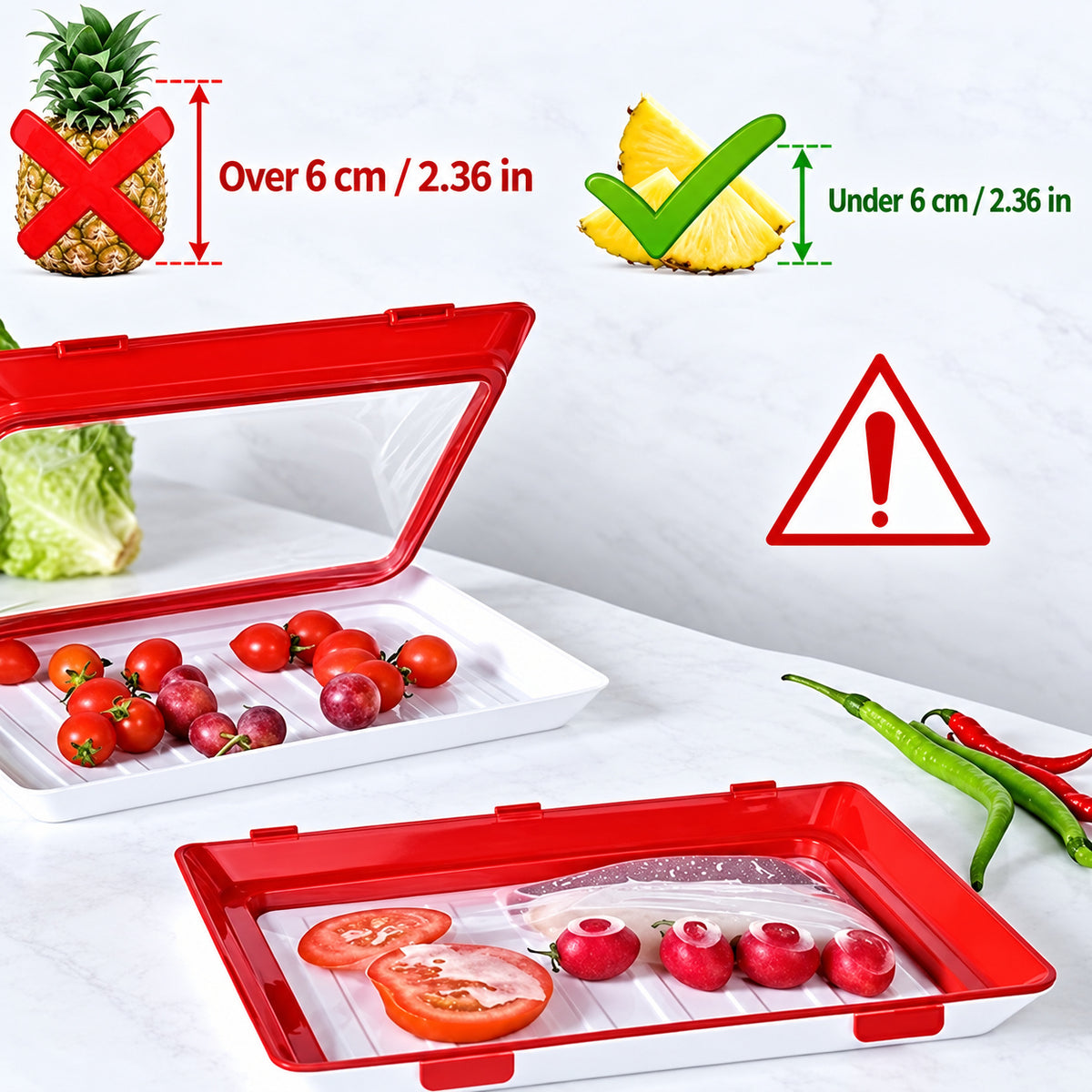 Stackable Vacuum Fresh-Keeping Tray – Space-Saving Food Storage Box