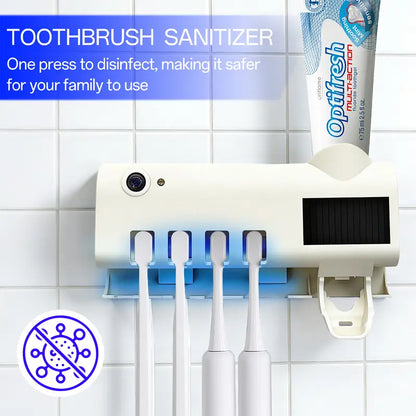 4-Slot Sanitizing Toothbrush Holder with Smart Sensor & Toothpaste Dispenser