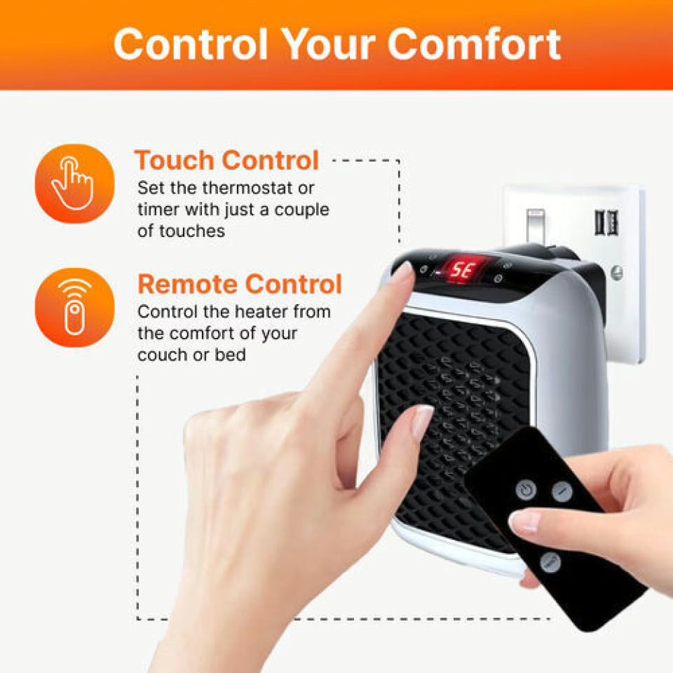 WellHeater 800W Ceramic Plug-In Heater with Remote