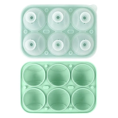 Baseball Ice Cube Mold – 6-Cavity Silicone Ice Ball Maker