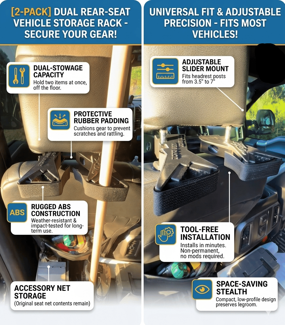 🔥Upgraded Heavy-Duty：The Ultimate Universal Seat Back supporting structure Rack