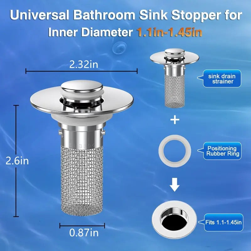 Stainless Steel Anti-Odor Bathroom Sink Stopper