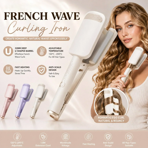 French Wave Hair Curler with Adjustable Heat