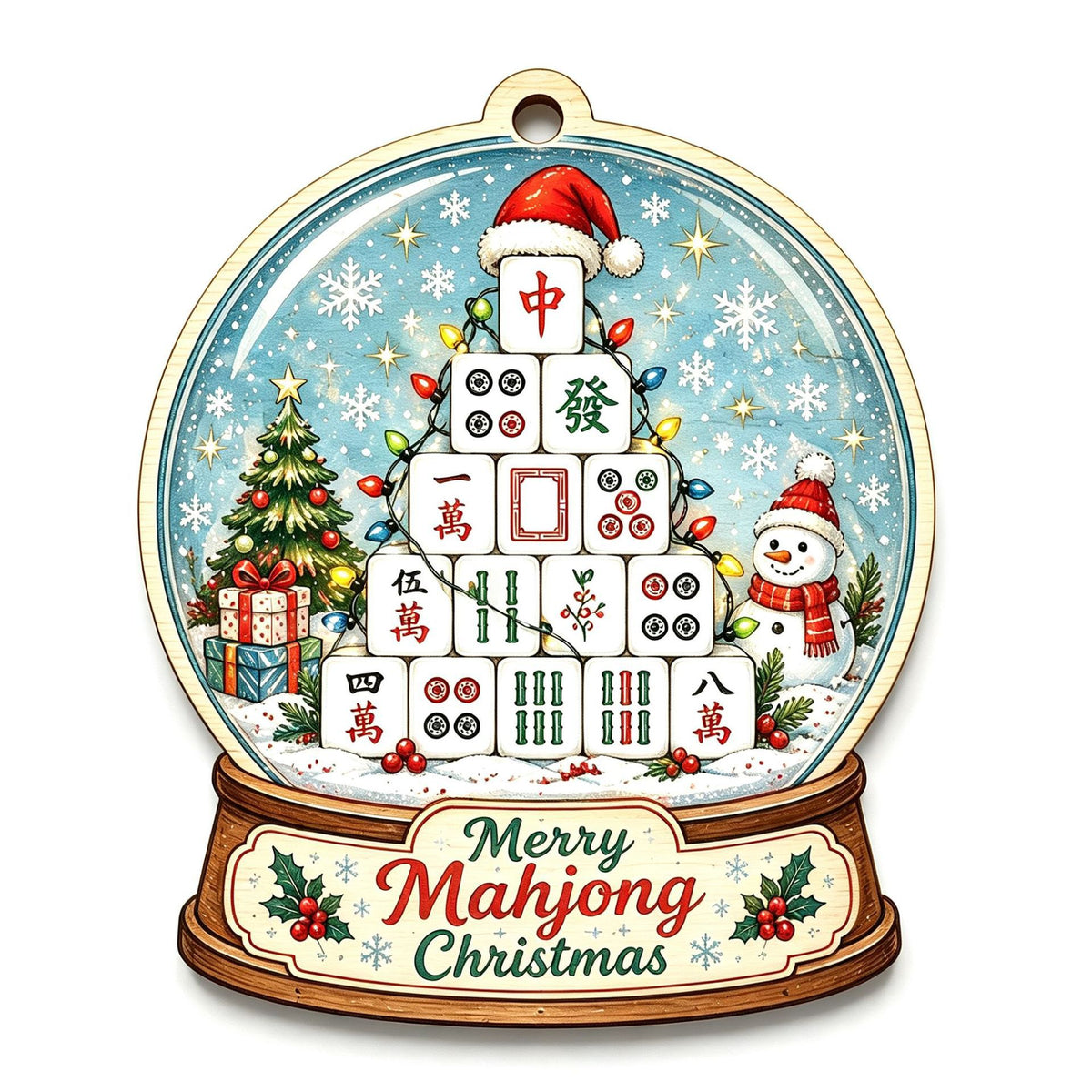 Personalized Mahjong Tiles Christmas Tree Shaped Acrylic Ornament