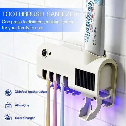 4-Slot Sanitizing Toothbrush Holder with Smart Sensor & Toothpaste Dispenser