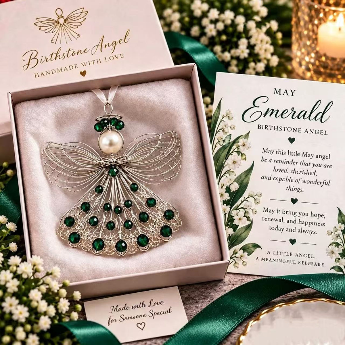 ⏳ 49% Off – 👼handmade Birthstone Angel Wire Ornament |12 Meaningful Birthstone Colors With Keepsake Card ✨