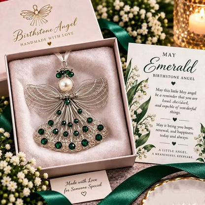 ⏳ 49% Off – 👼handmade Birthstone Angel Wire Ornament |12 Meaningful Birthstone Colors With Keepsake Card ✨