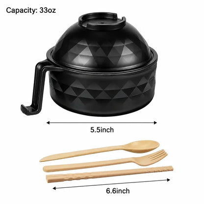 Microwave Ramen Bowl Set with Handle, Spoon, Fork, Chopsticks, 6 Sets