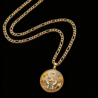 💰14K Abundance & Wealth Double-Sided Coin Figaro Chain Necklace🌟