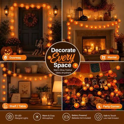 Day of the Dead Marigold LED String Lights-1.5M/3M