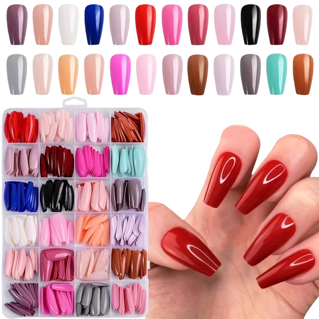 24 Color 576 Pcs Glossy Press-On Nails Set