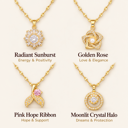 14K Gold-Plated Meaningful Charm Necklace with CZ Accents