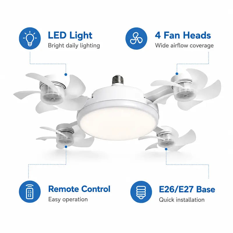 Foldable LED Ceiling Fan Light with Remote