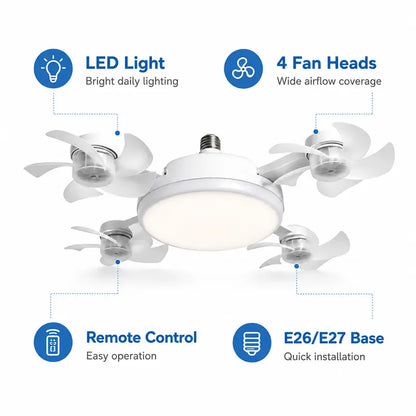 Foldable LED Ceiling Fan Light with Remote