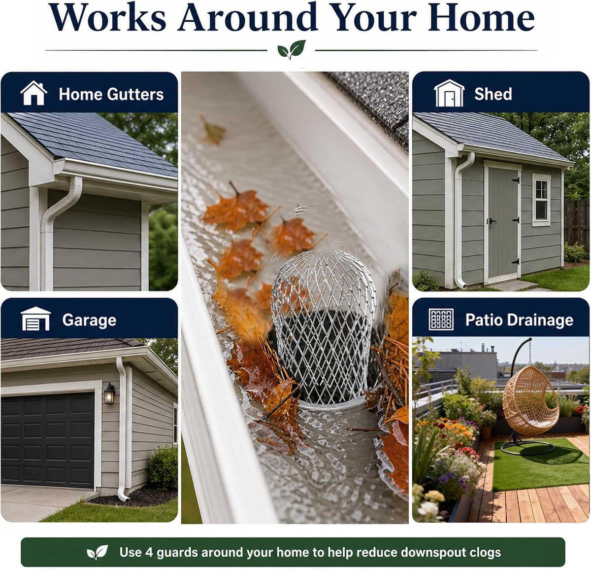 Aluminum Alloy Gutter Guard Filter, Roof Rain Gutter Downspout Strainer, Anti‑Clog Leaf Debris Catcher for Home Drainage System