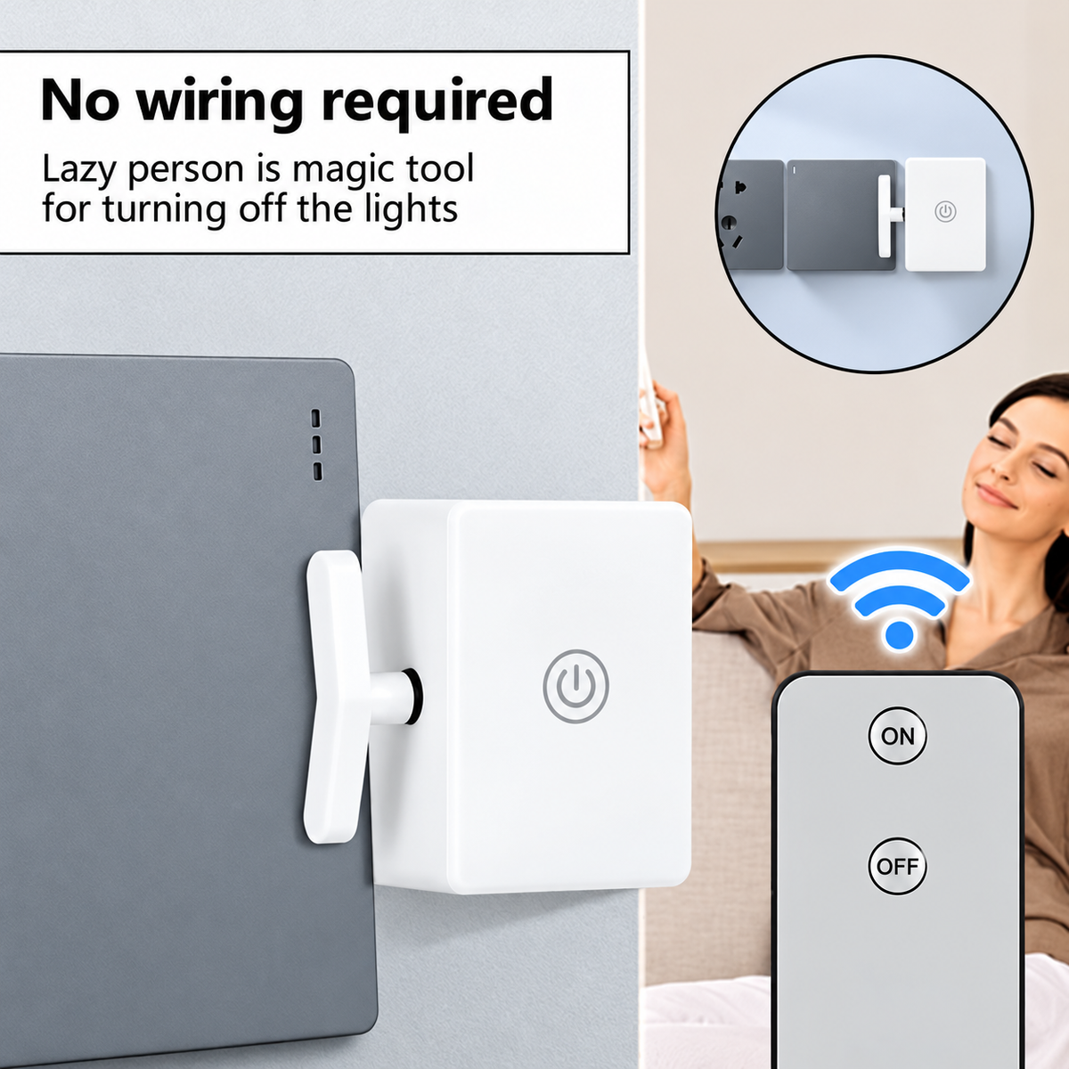 🔥2 In 1 Wireless Intelligent Button Lazy Remote Control Switch Light On Panel