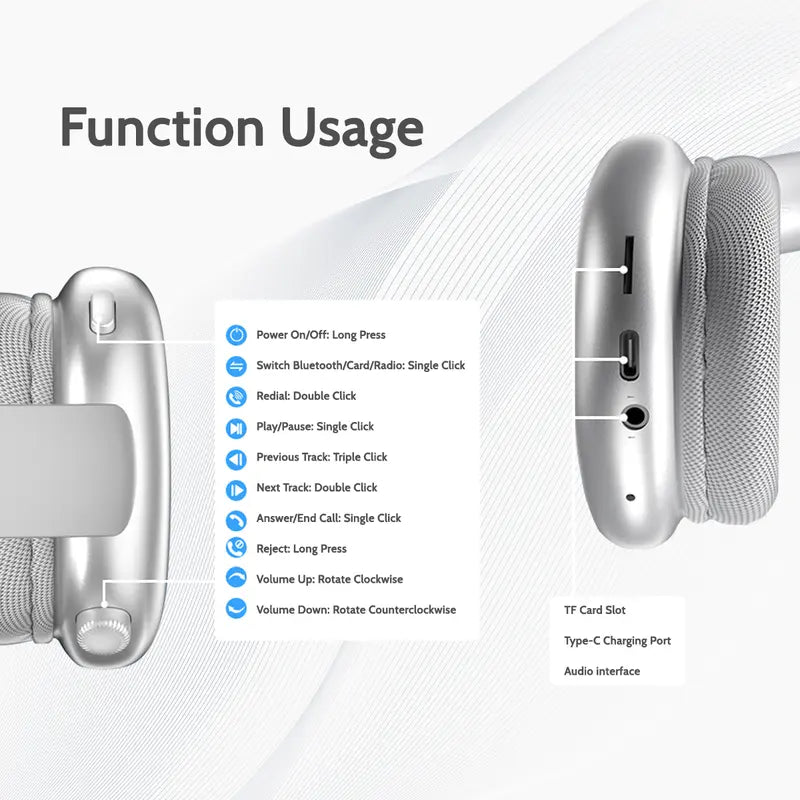 Wireless Over-Ear Bluetooth Gaming Headphones