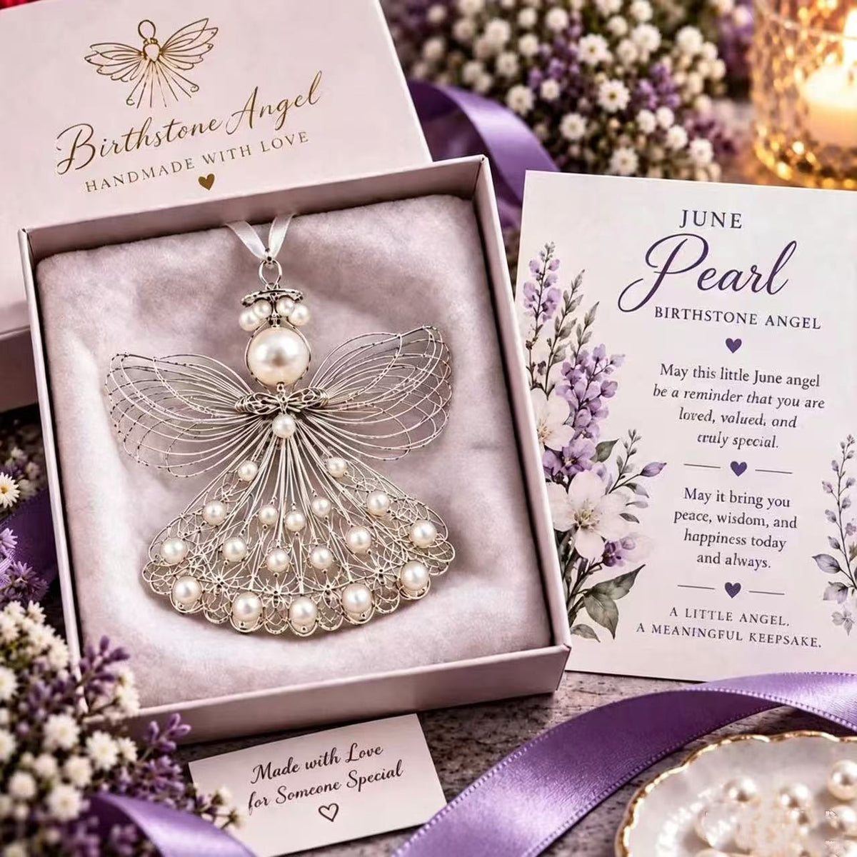 ⏳ 49% Off – 👼handmade Birthstone Angel Wire Ornament |12 Meaningful Birthstone Colors With Keepsake Card ✨