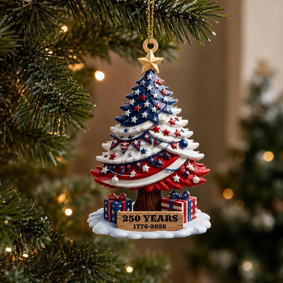 USA 250th Anniversary Christmas Ornament