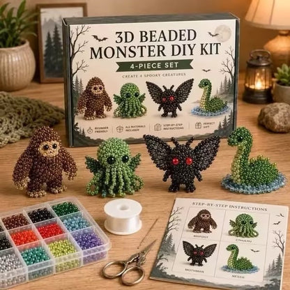 3D Beaded Cat DIY Kit – Adorable 4-Piece Handmade Cat Craft Set