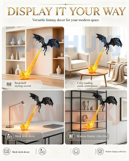 3D Printed Dragon Flame Book Nook with Light